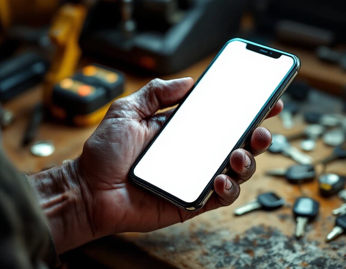 A service business owner answering a call from their AI receptionist